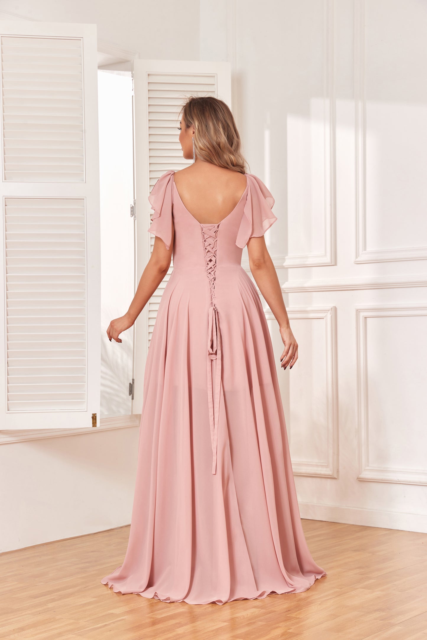 Long Bridesmaid Dresses with Slit for Women