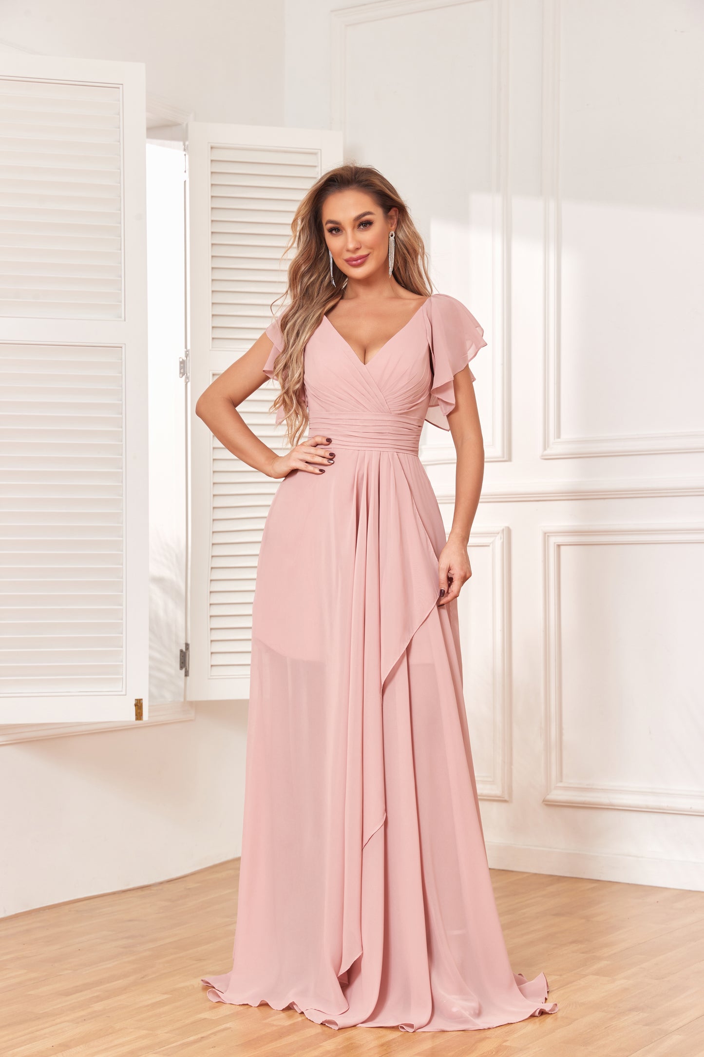 Long Bridesmaid Dresses with Slit for Women