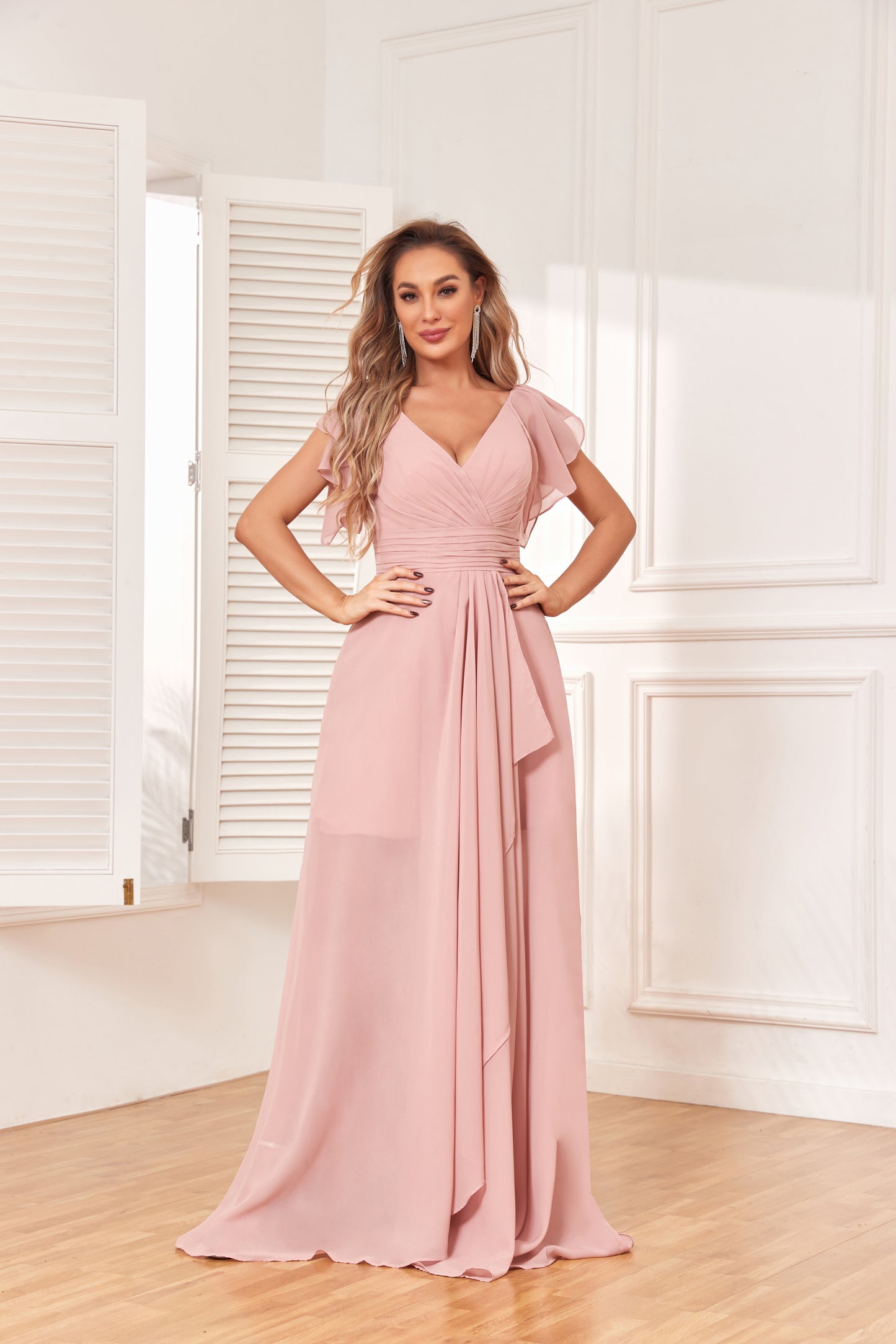 Long Bridesmaid Dresses with Slit for Women