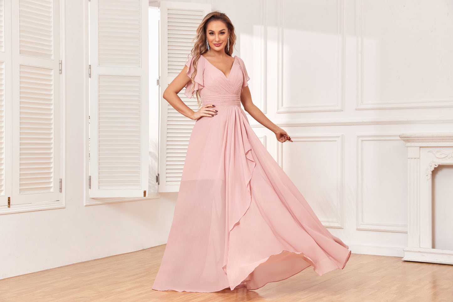 Long Bridesmaid Dresses with Slit for Women